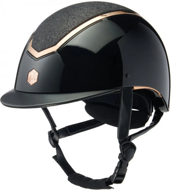 EQX Kylo Sparkly Riding Hat - Black Glossy/Rose Gold 3 EQX Kylo Sparkly Riding Hat - Black Glossy/Rose Gold