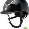 EQX Kylo Sparkly Riding Hat With MIPS - Black Glossy/Rose Gold -Saddle Shop 18139