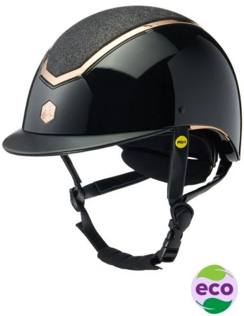 EQX Kylo Sparkly Riding Hat With MIPS - Black Glossy/Rose Gold 3 EQX Kylo Sparkly Riding Hat With MIPS - Black Glossy/Rose Gold